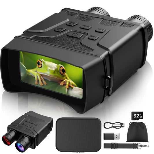 Night Vision Goggles, 7 Level Infrared Digital Night Vision Binoculars 32GB HD Photo and Video Capture, Type-C Rechargeable